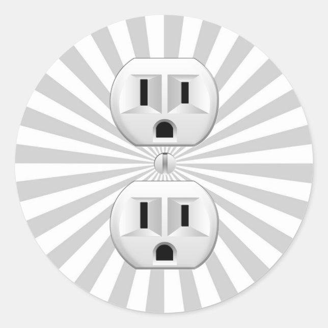 Electric Plug Wall Outlet Fun Customise This! Classic Round Sticker (Front)