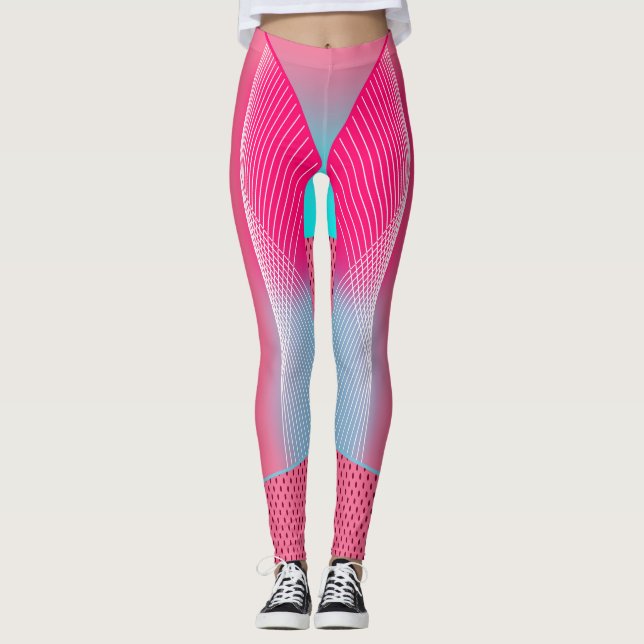 Electric Pop Energy Retro Geometric Leggings (Front)