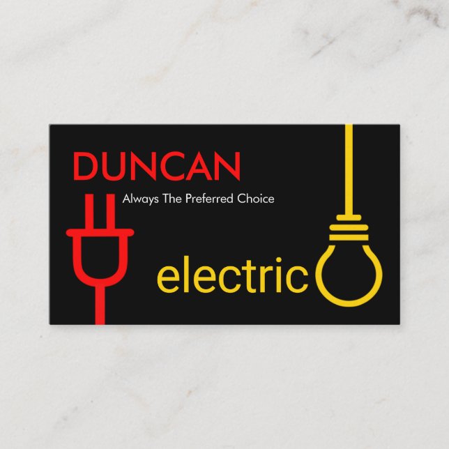 Electric Power Plug Light Bulb Business Card (Front)