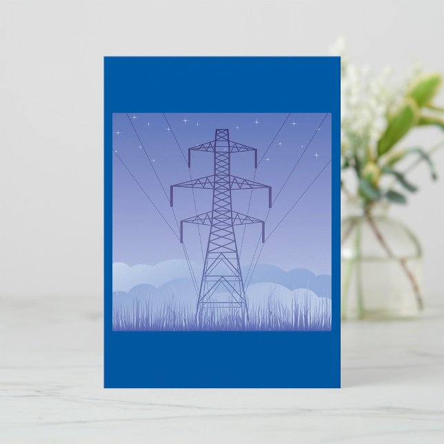 Electric Power Transmission Tower at Night Sky Invitation (Creator Uploaded)