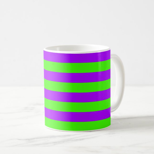 Electric Psychedelic Purple And Harlequin Green Coffee Mug (Front Right)