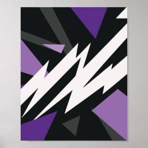 Electric Purple and Black Geometric Design Poster