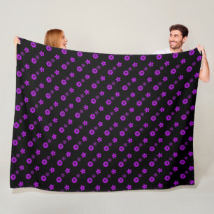 Electric purple floral print fleece blanket