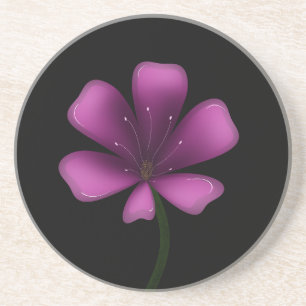 Electric Purple Glossy Bloom Moody Dark Botanical  Coaster