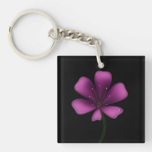 Electric Purple Glossy Bloom Moody Dark Botanical  Key Ring
