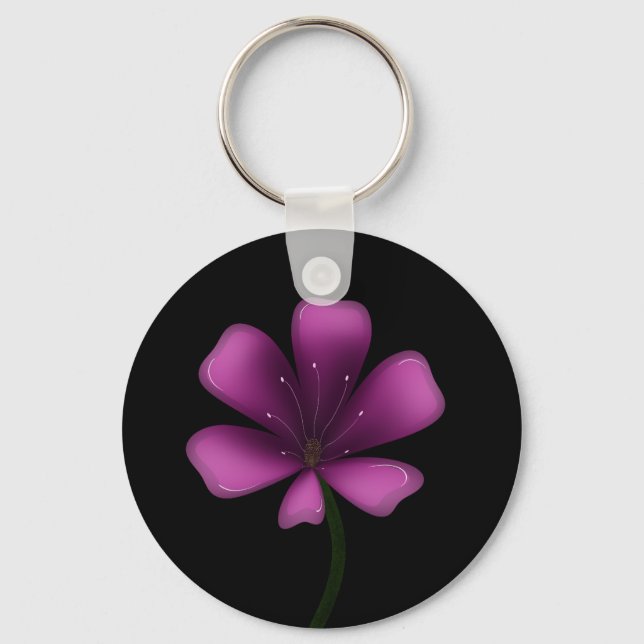 Electric Purple Glossy Bloom Moody Dark Botanical  Key Ring (Front)