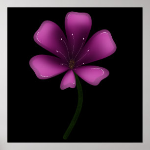 Electric Purple Glossy Bloom Moody Dark Botanical  Poster