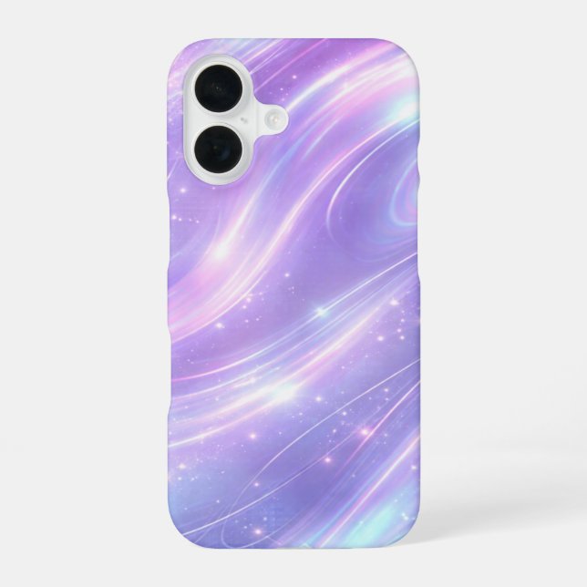 Electric purple neon patterns AI art  iPhone 16 Case (Back)