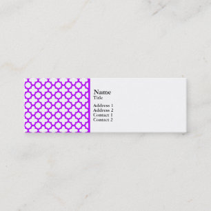 Electric Purple Quatrefoil Pattern Mini Business Card