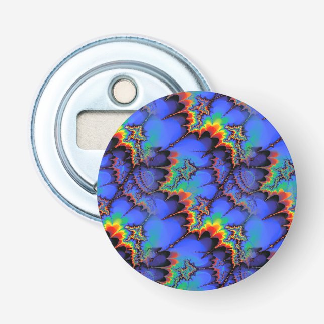 Electric Rainbow Waves Fractal Art Pattern Bottle Opener (Front)