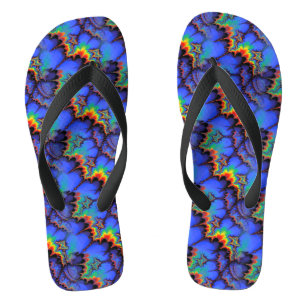 Electric Rainbow Waves Fractal Art Pattern Thongs