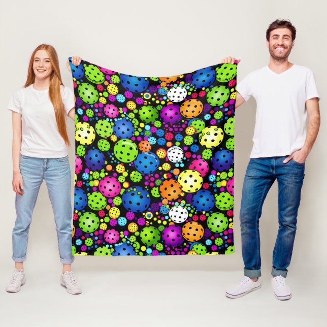 Electric Rally Pickleball Fleece Blanket (In Situ)