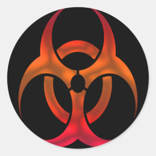 Electric Red Bio Hazard Classic Round Sticker