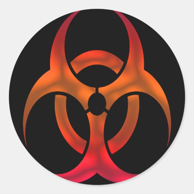Electric Red Bio Hazard Classic Round Sticker (Front)