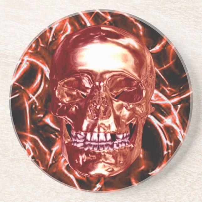 Electric Red Chrome Skull Coaster (Front)