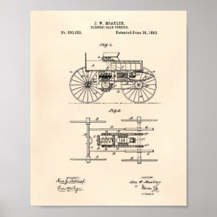 Electric Road Vehicle 1893 Patent Art Old Peper Poster