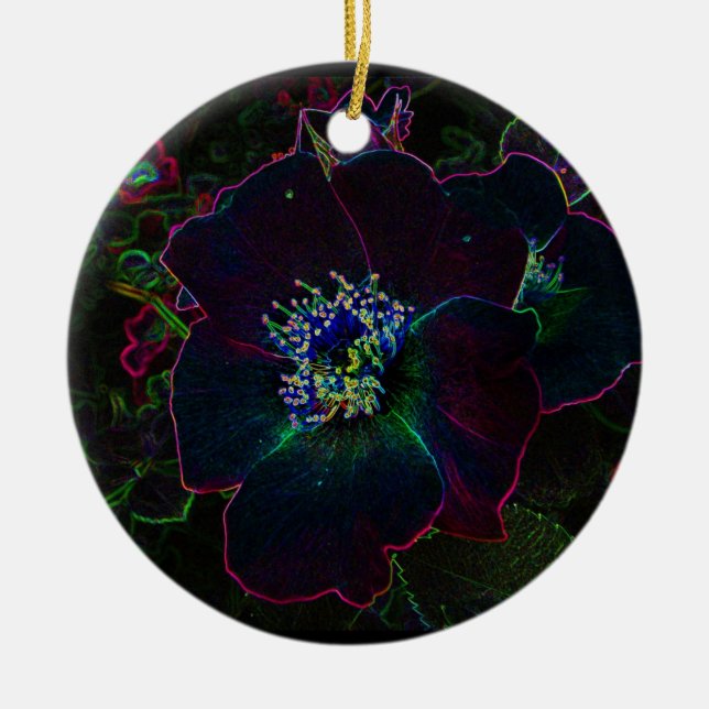 Electric Rose Christmas Ceramic Tree Decoration (Front)