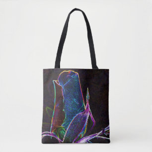 Electric Rosebud Abstract Flower Art Tote Bag