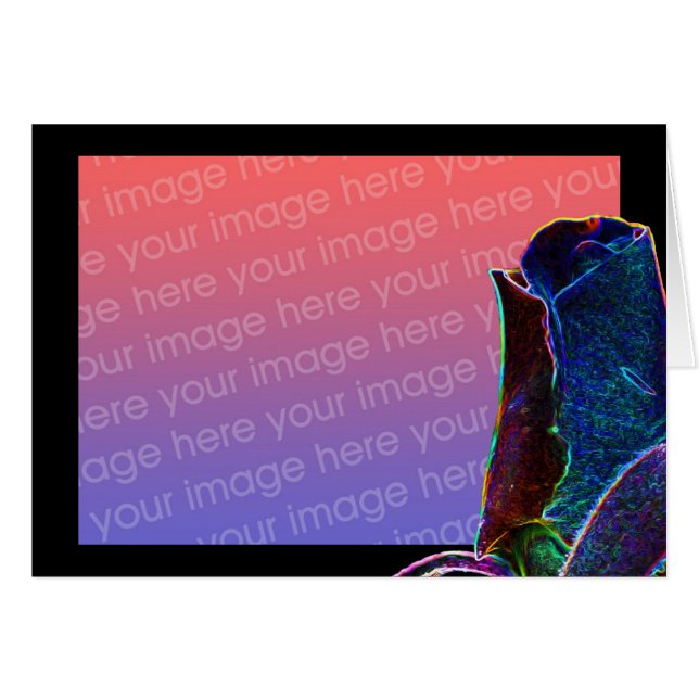 Electric Rosebud Floral Photo Card (Front Horizontal)
