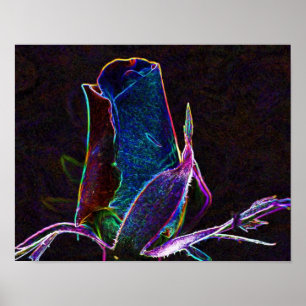Electric Rosebud Flower Art Poster
