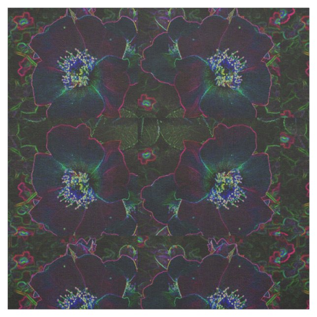 Electric Roses Abstract Fabric (Swatch)