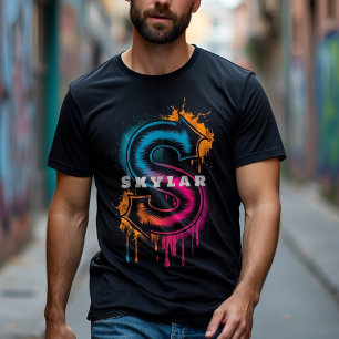 Electric S: Customisable Bold Graffiti Monogram T-Shirt