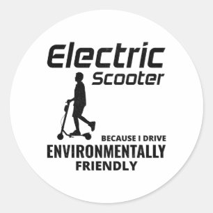 Electric Scooter Driver Motorized E-Scooter Classic Round Sticker