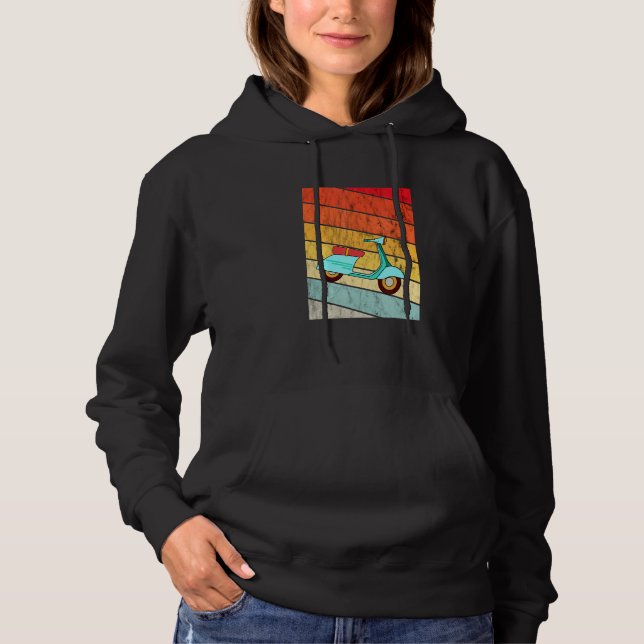 Electric Scooter Vintage Retro Sunset Electric Mop Hoodie (Front)