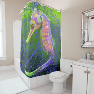 Electric Seahorse Shower Curtain