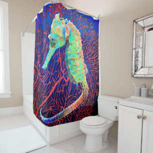 Electric Seahorse Shower Curtain
