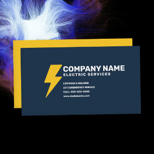 Electric Services - Blue & Yellow Business Card