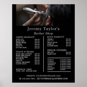 Electric Shave, Men's Barbers Price List Poster