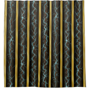 Electric Shock Machine Age Brass Stripes Steampunk Shower Curtain