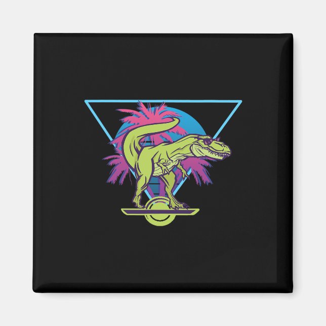 Electric Skateboard Modern Floating T-rex Retro On Magnet (Front)
