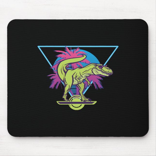 Electric Skateboard Modern Floating T-rex Retro On Mouse Pad (Front)