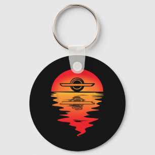 Electric Skateboard Vintage Sunset Onewheel Float Key Ring
