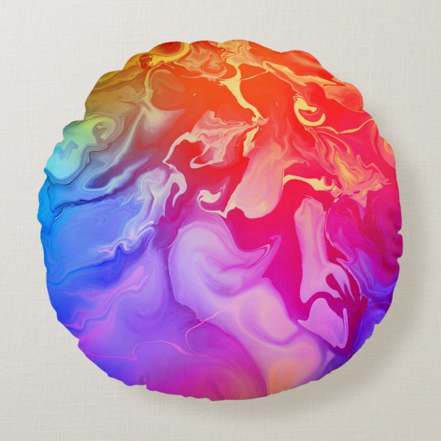 Electric Spectrum in Motion Round Cushion (Front)