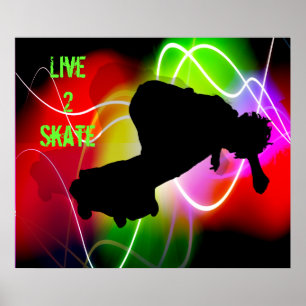 Electric Spectrum Skateboarder Poster