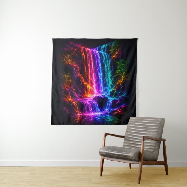 Electric Spectrum Waterfall with Luminous Trees Tapestry (In Situ)