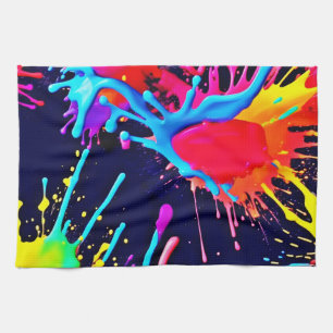 Electric Splashes of Vivid Colours Tea Towel