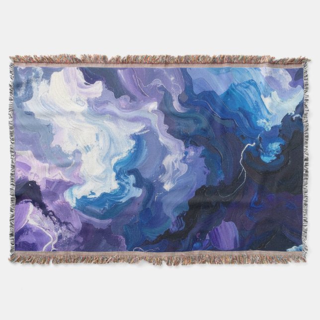  Electric Storm Abstract Throw Blanket (Front)