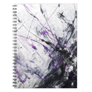Electric Storm Black White Purple Abstract Notebook