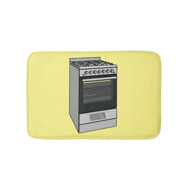 Electric stove cartoon illustration bath mat (Front)