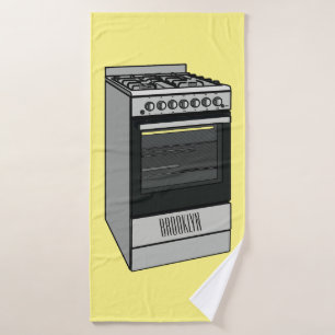 Electric stove cartoon illustration bath towel set