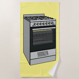 Electric stove cartoon illustration beach towel