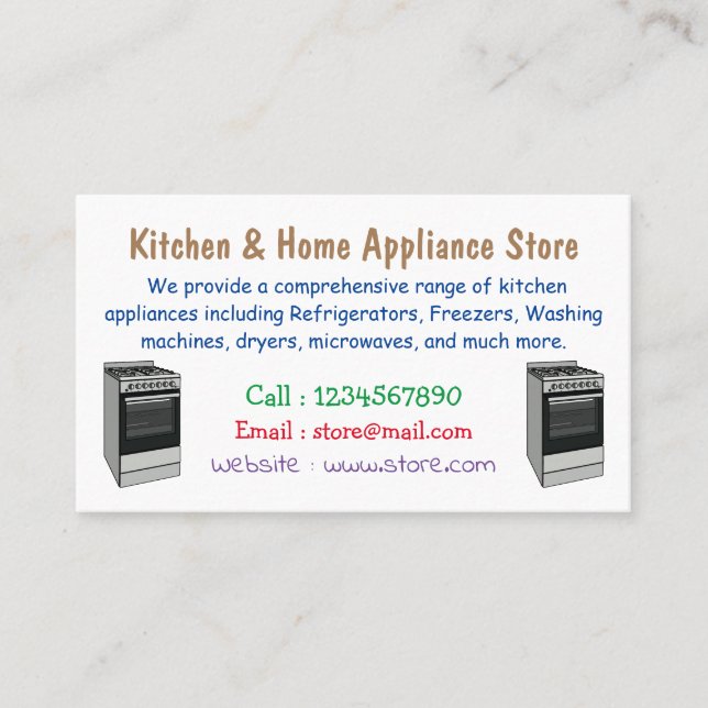 Electric stove cartoon illustration business card (Front)