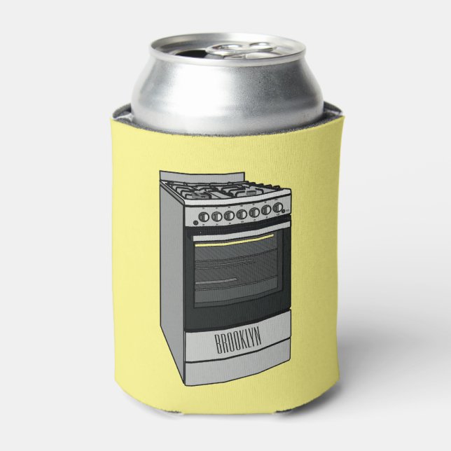 Electric stove cartoon illustration can cooler (Can Front)