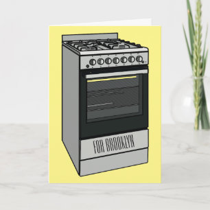 Electric stove cartoon illustration card