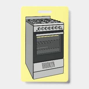 Electric stove cartoon illustration ID badge