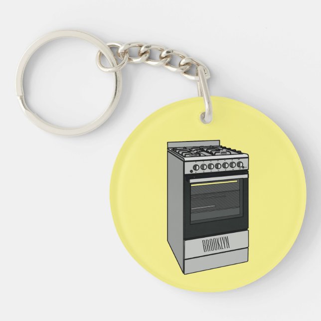 Electric stove cartoon illustration key ring (Front)